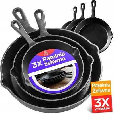Litinová pánev RETOO černá 3dílná