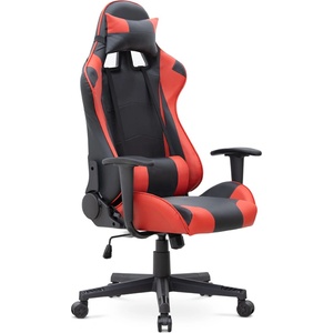 TopMebel Геймърски офис стол Alonso TopMebel от PU кожа в червен и черен цвят 67x70x125/135cm
