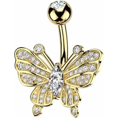 MARRE Zlacený piercing do pupíku motýlek WP0120-GD
