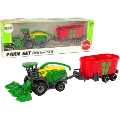 Lean Toys Kombajn s přívěsem Zemědělský stroj Zelená červená