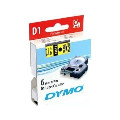 DYMO Originální páska D1 43618 / S0720790 6mm x 7m černý tisk/žlutý podklad (43618)