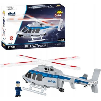 COBi 26628 Action Town Civilní víceúčelový vrtulník Bell 407 Policie 1:48