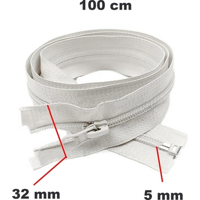 Zip spirálový Dělitelný Bílý 5 mm délka 100 cm
