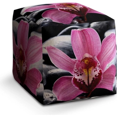 Sablio Taburet Kostka Růžová orchidea: 40x40x40 cm