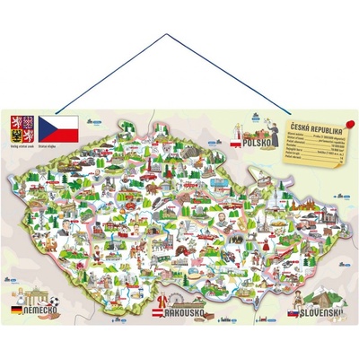 Woodyland magnetická mapa ČR s obrázky a společenská hra 3 v 1 – Zboží Dáma