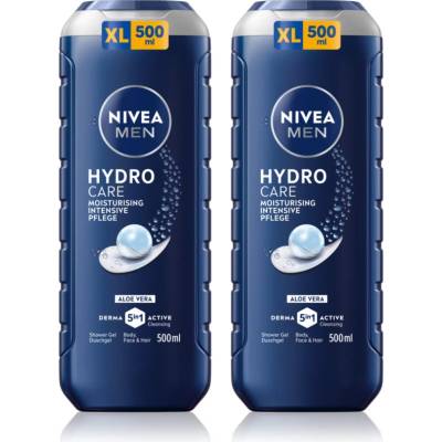 Nivea MEN Hydrocare душ-гел за лице, тяло и коса изгодна опаковка 2 x 500 ml