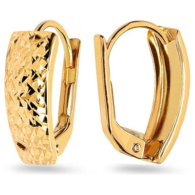 iZlato Forever Elegantné náušnice s krížikovým gravírom, 14K IZ13519