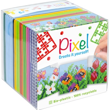 Pixelhobby Комплект от 3 мозайки с пиксели Classic, Pixelhobby, Куб - Цветя (29005-Flowers)