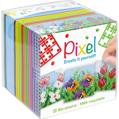 Pixelhobby Комплект от 3 мозайки с пиксели Classic, Pixelhobby, Куб - Цветя (29005-Flowers)