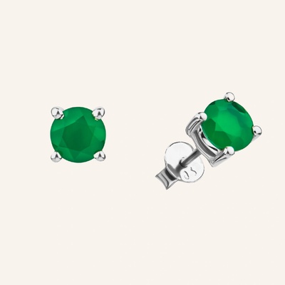 SilveAmo Strieborné náušnice so zeleným onyxom Balance C1ZO5000