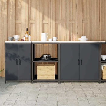 vidaXL Комплект за кухненско съхранение с рафт Друг 3 pcs Антрацит (3392703)