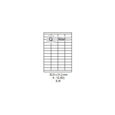 etikety Samolepiace 52,5x21,2 univerzálne biele 52ks/A4 (100 listov A4/bal.) ECO-05202152
