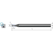 MIKRON TOOL Fréza tvrdokovová 2-břitá, ha, rohový rádius, mikron 1,5xd, 179010 0,80x0,05 vhm/exedursl