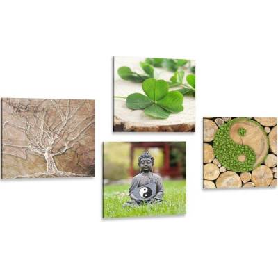 Set obrazů Feng Shui s prvky přírody - 4x 40x40