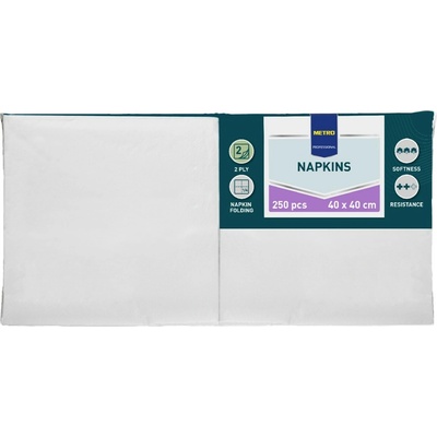 METRO PROFESSIONAL Airlaid Ubrousky 40 x 40 cm bílé 60 ks