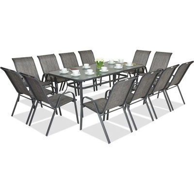 Garden Point Метални градински мебели Modena за 12 души с голяма маса Garden Point, сиви (GAP386-12)