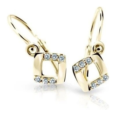Cutie Diamonds Čtvercové dětské náušnice ze žlutého zlata s diamanty C2268-10-10-X-1-D