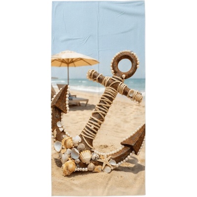 Textilomanie plážová osuška ANTIC ANCHOR farebná 70 x 140 cm