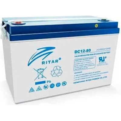 Оловна AGM Deep Cycle Батерия за соларни системи RITAR (DC12-80), 12V, 80Ah, 350 / 167 /180 mm F15/M8 / F11/M6 RITAR (RITAR-DC12-80)