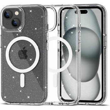 GKK Magsafe Калъф за iPhone 15, Hybrid FlexAir Glitter Clear Case, Прозрачен (9490713936313)