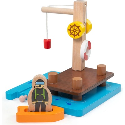 Bigjigs Rail Prístav so žeriavom, člnom a potápačom