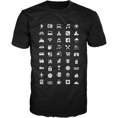 Cestovatelské triko piktogramy černé – Zboží Dáma