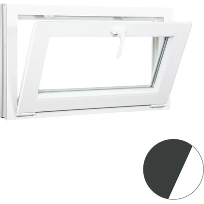 Aluplast Sklopné plastové okno antracit/bílé 600 x 420 mm Dvojsklo Ug= 1,1