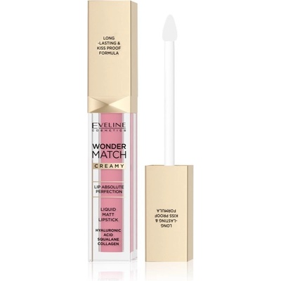 Eveline Cosmetics Wonder Match dlouhotrvající matná tekutá rtěnka s kyselinou hyaluronovou 01 Angel Rose 6,8 ml