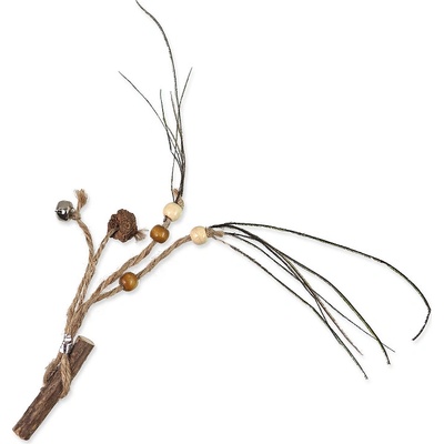 Magic Cat Natural Fun dřívko s provázky, korálky a rolničkou 6cm