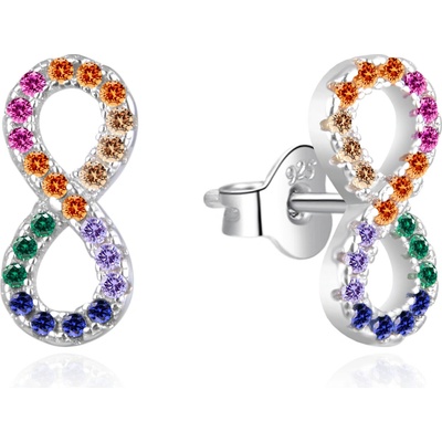 AGATO Hravé náušnice s nekonečnem a barevnými zirkony AGT-E229PC