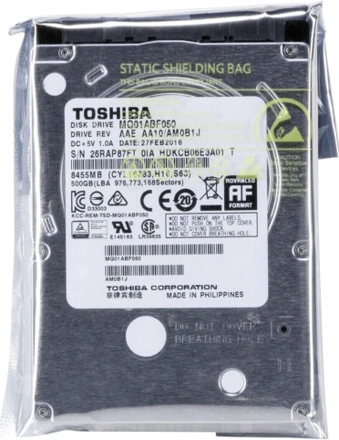 Disque Dur Toshiba MQ01ABF050 500Go SATA 2.5" - 5400 RPM - Occasion
