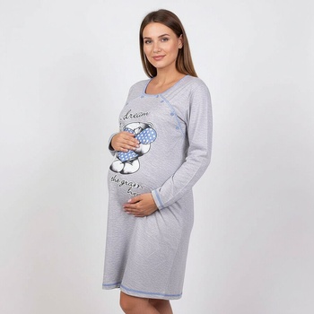 Нощница за бременни с дълъг ръкав с мече
