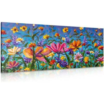 Obraz barevné květiny na louce - 120x60
