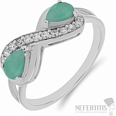 Nefertitis Prsten stříbrný s broušeným smaragdem 016796 EM