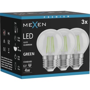 Mexen Vintis 3x LED нажежаема крушка E27, G45, 4W, 55 lm, зелена - L156-E27-04XX-46x03 (L156-E27-04XX-46x03)