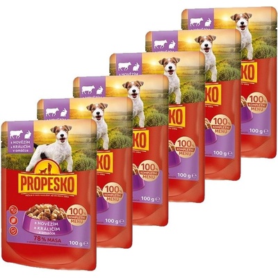 Propesko Dog Консерва говеждо-зайче в сос 6 x 100 г