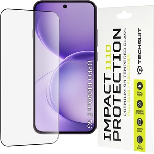 Techsuit Стъклен протектор за Oppo Reno16 F / Reno16 FS - 111D Full Cover / Full Glue Glass - Techsuit - Черен