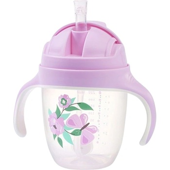 Babyono Неразливаща се чаша със сламка Babyono - Be Active, 240 ml, Pink (5901435415047)