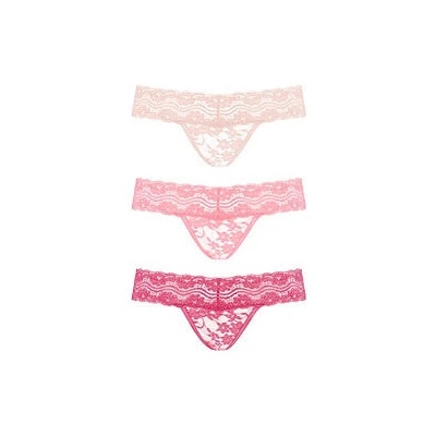 Underneath Rose Thongs Set 3ks (Pink), komplet tanga s květinovým vzorem