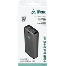 iPEAX power banka 20000 mAh 10,5W 2x USB-A černá 90010119