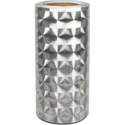 Univerzální hologramová samolepicí fólie na metry motiv stříbrné čtverce - šíře 25cm