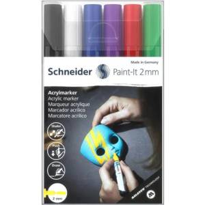 Schneider Комплект маркери за декорация, акрилни, 2 мм, SCHNEIDER "Paint-It 310", 6 различни цвята 120195 (120195)