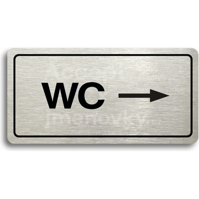 ACCEPT Piktogram WC VPRAVO - stříbrná tabulka - černý tisk