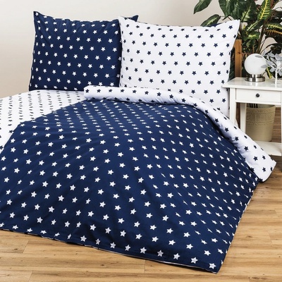 4Home bavlna obliečky Stars Navy blue 140x200 70x90