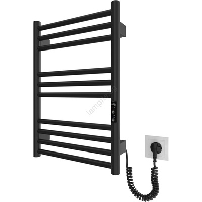 Mario Radiators Сушилник за кърпи за баня HF GREENWICH 100W/230V 57x43 cm, черен, десен, кръгъл (MR0026)