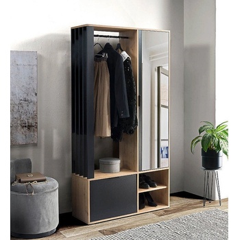 Jarstol Портманто milo с огледало черно / дъб артизан