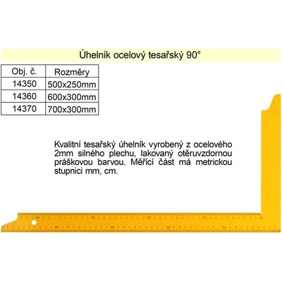 Úhelník ZN14350 tesařský 500x250mm