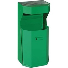 Manutan Kovový vonkajší odpadkový kôš Chafer s popolníkom, 50 l, zelený