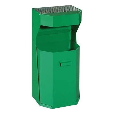 Manutan Kovový vonkajší odpadkový kôš Chafer s popolníkom, 50 l, zelený
