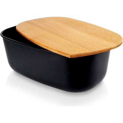 Vilde koš na chléb s dřevěnou deskou Koš na chléb Box na chléb Kontejner na chléb černý, 39x23,5x15,5 cm
